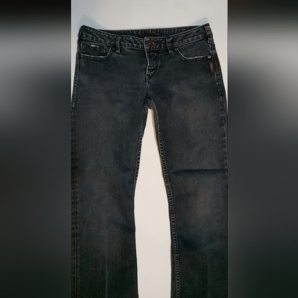 Silver Jeans Co. Suki Mid-Rise Bootcut Jeans Dark Wash Distressed Women’s 29\33